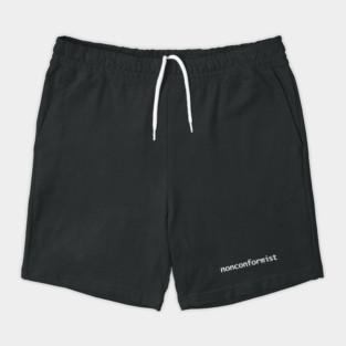 Nonconformist Minimal Typography White Text Shorts