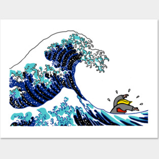 Blue Wave (After Hokusai) Posters and Art