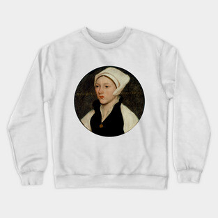Portrait of a Young Woman with a White Coif Crewneck Sweatshirt