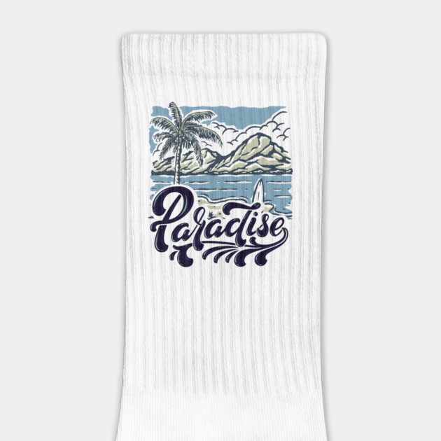 Beach Tropical Paradise Surfing Mountains Palm Tree Landscape Design by Joaddo