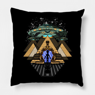 Alien Abduction Egyptian Pyramids Pillow