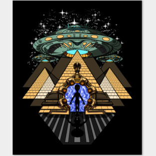 Alien Abduction Egyptian Pyramids Posters and Art