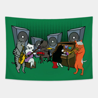 Rocking Cat Jazz Band Tapestry