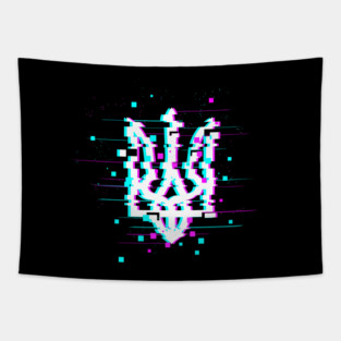 Tryzub Glitch Tapestry