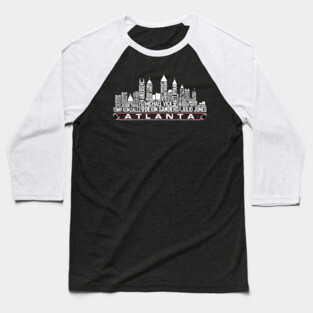 Atlanta Football Team All Time Legends, Atlanta City Skyline Baseball T-Shirt
