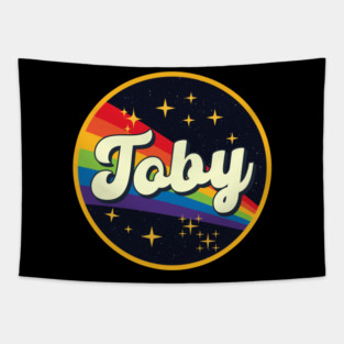 Toby // Rainbow In Space Vintage Style Tapestry