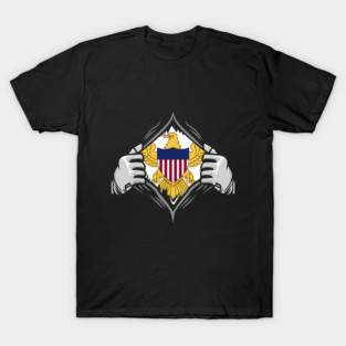 Two Hands Ripping Revealing Flag of Virgin Islands T-Shirt