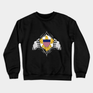 Two Hands Ripping Revealing Flag of Virgin Islands Crewneck Sweatshirt