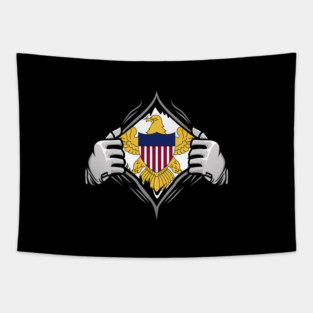 Two Hands Ripping Revealing Flag of Virgin Islands Tapestry