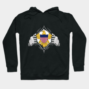 Two Hands Ripping Revealing Flag of Virgin Islands Hoodie