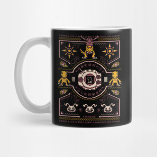 Agumon Digimon Sweater - Greymon Crest of Courage - Pixel art Mug