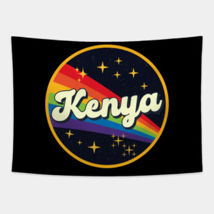 Kenya // Rainbow In Space Vintage Style Tapestry