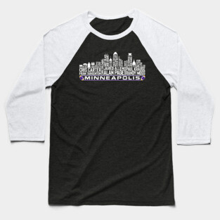 Minnesota Football Team All Time Legends, Minneapolis City Skyline Baseball T-Shirt