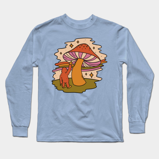 Bigfoot Magic Mushroom Odyssey Long Sleeve T-Shirt by Cosmo Gazoo