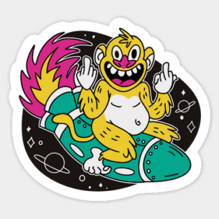 Monkey On Space Rocket Magnet