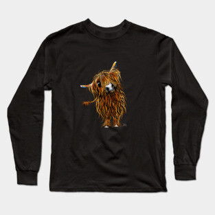 Highland Cow Print, Animal Print ' CoooWeee ' Long Sleeve T-Shirt