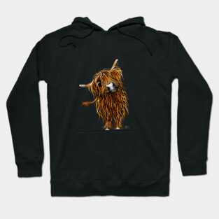 Highland Cow Print, Animal Print ' CoooWeee ' Hoodie