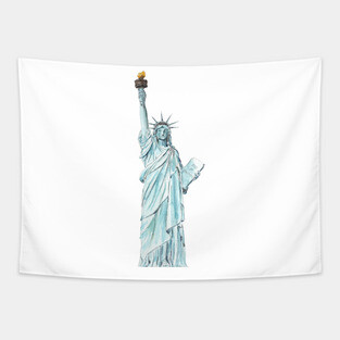 Statue of Liberty watercolor Tapestry