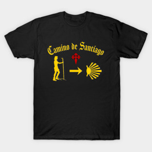 Camino de Santiago de Compostela design for female pilgrims Red Cross Scallop Shell T-Shirt
