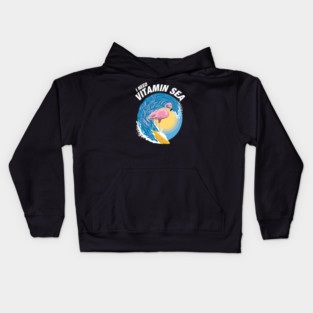 I Need Vitamin Sea | Surfing Flamingo Kids Hoodie