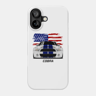 Front Stang Cobra GT 500 Silver Blue Phone Case