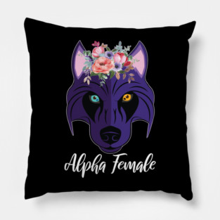 Wolf Husky Heterochromia Alpha Women Purple Feminism Strong Pillow