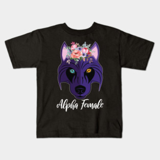 Wolf Husky Heterochromia Alpha Women Purple Feminism Strong Kids T-Shirt