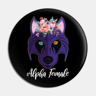 Wolf Husky Heterochromia Alpha Women Purple Feminism Strong Pin