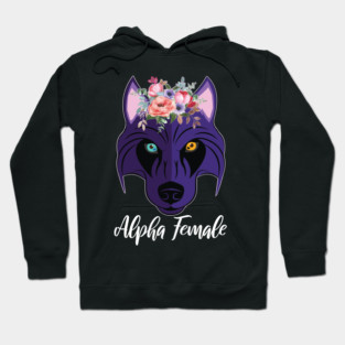 Wolf Husky Heterochromia Alpha Women Purple Feminism Strong Hoodie