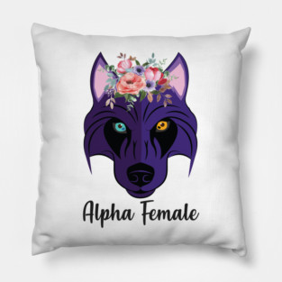 Wolf Husky Heterochromia Alpha Women Purple Feminism Strong Pillow