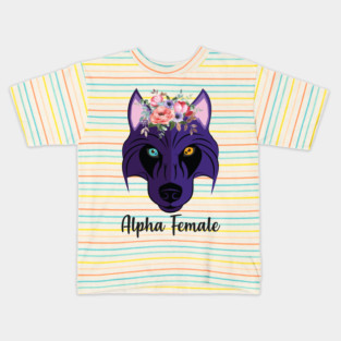 Wolf Husky Heterochromia Alpha Women Purple Feminism Strong Kids T-Shirt