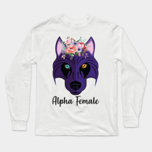 Wolf Husky Heterochromia Alpha Women Purple Feminism Strong Long Sleeve T-Shirt