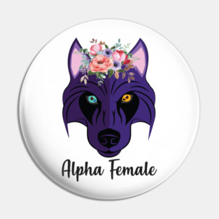 Wolf Husky Heterochromia Alpha Women Purple Feminism Strong Pin