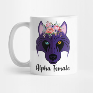 Wolf Husky Heterochromia Alpha Women Purple Feminism Strong Mug