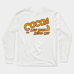 Cocoa the Laid Back Retro Cat - Text Design Long Sleeve T-Shirt