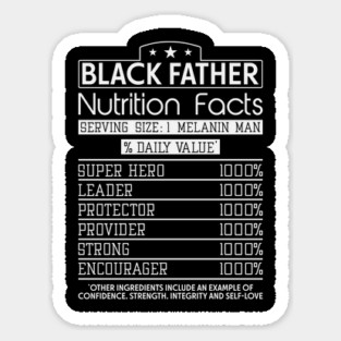 Black Father Nutrition Facts, Black Father, Black dad Magnet