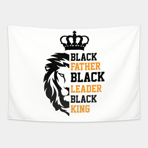 Black Father, Black Leader, Black King, Golden, Lion Tapestry by UrbanLifeApparel