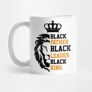 Black Father, Black Leader, Black King, Golden, Lion Mug