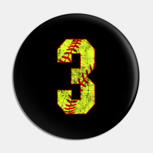 Fastpitch Softball Number 3 #3 Softball Shirt Jersey Uniform Favorite Player Biggest Fan Pin