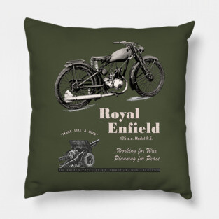 Royal Enfield WD/RE Retro Vintage Motorcycle WW2 Pillow