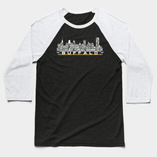 Buffalo Hockey Team All Time Legends, Buffalo City Skyline Baseball T-Shirt