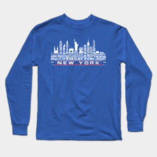 New York Hockey Team All Time Legends, New York City Skyline Long Sleeve T-Shirt