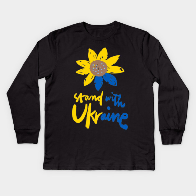 Stand With Ukraine Kids Long Sleeve T-Shirt by Pixel Threads 