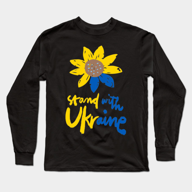 Stand With Ukraine Long Sleeve T-Shirt by Pixel Threads 