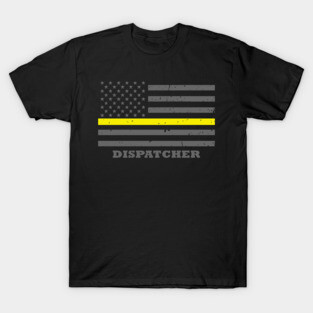 Dispatcher 911 Thin Gold Line Flag T-Shirt