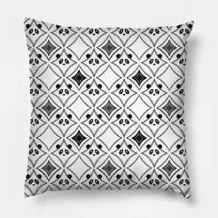 Sketchy Harlequin Panda Pattern - 1000Pandas by Amanda Roos Pillow