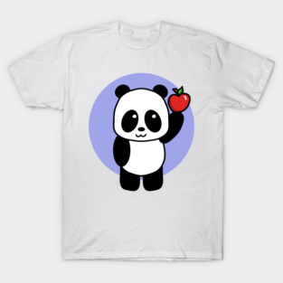 Cute Giant Panda with Apple T-Shirt