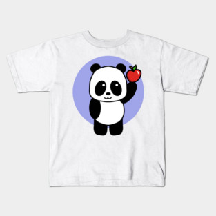 Cute Giant Panda with Apple Kids T-Shirt