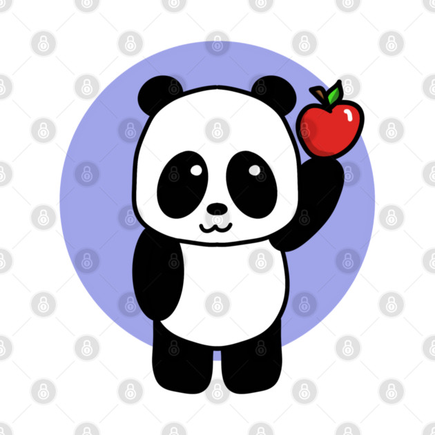 Cute Giant Panda with Apple by 1000 Pandas