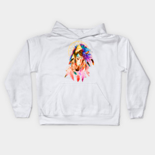 Native Horse With Dreamcatcher Kids Hoodie